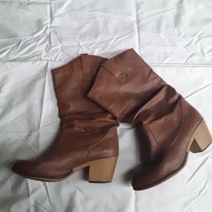 Brown leather boots
